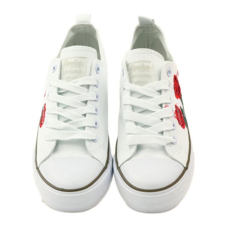 American Club Sneakers con rose ricamate American 17035 rosso bianco 4