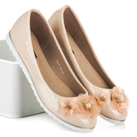 Vices Ballerine laccate con fiori marrone 1