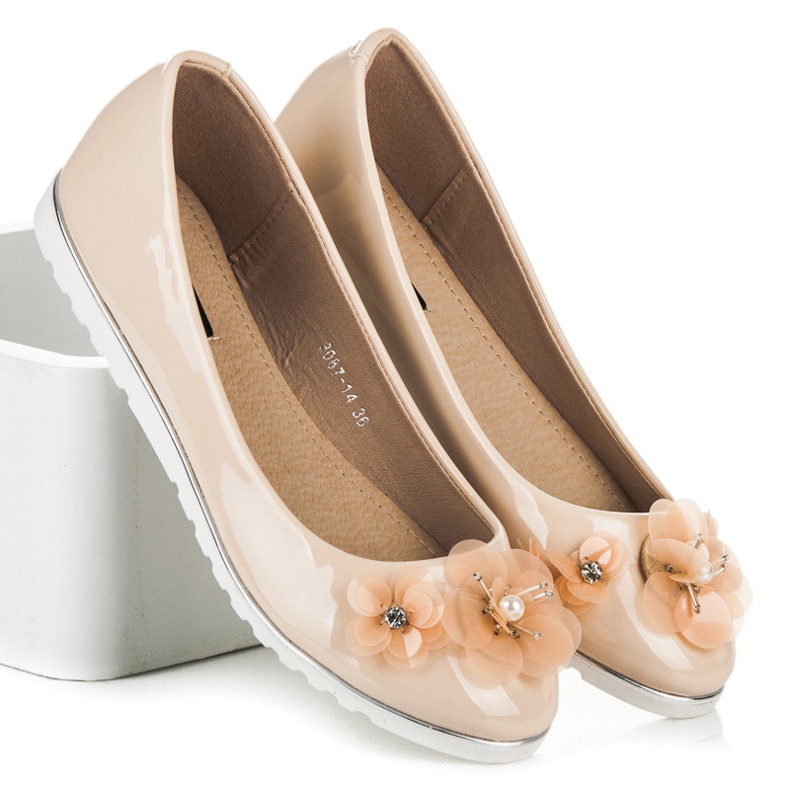 Vices Ballerine laccate con fiori marrone 1
