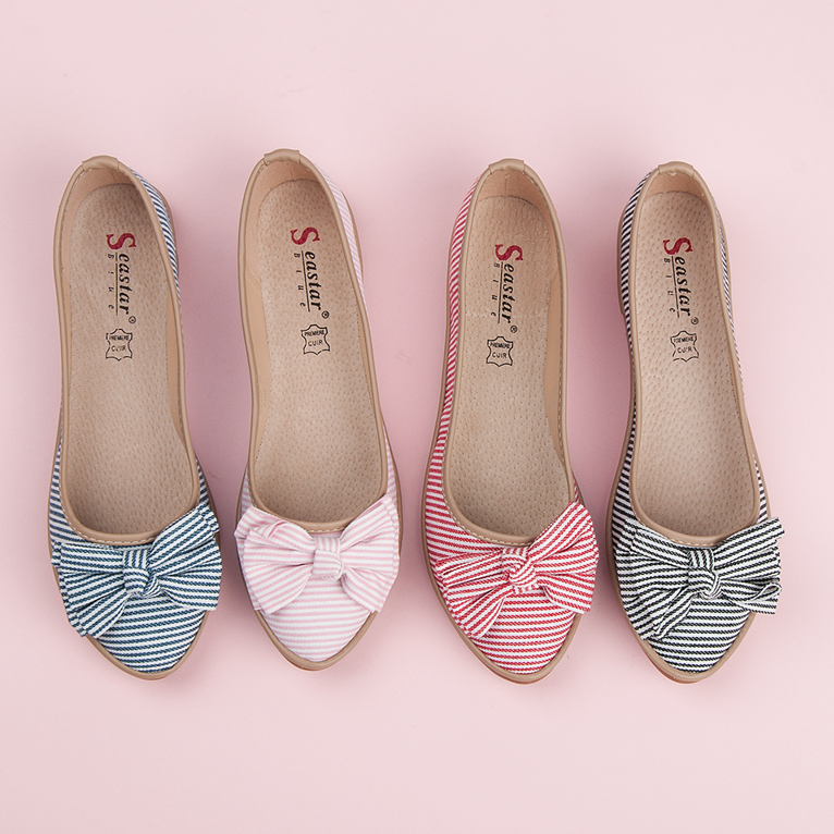 Seastar Ballerine a coste con fiocco rosa 1
