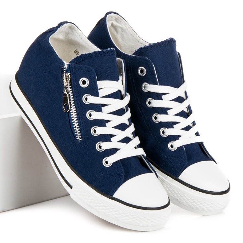 Kayla Sneakers con zeppa allacciate blu 2