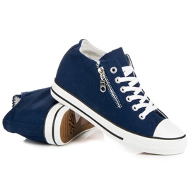 Kayla Sneakers con zeppa allacciate blu 1