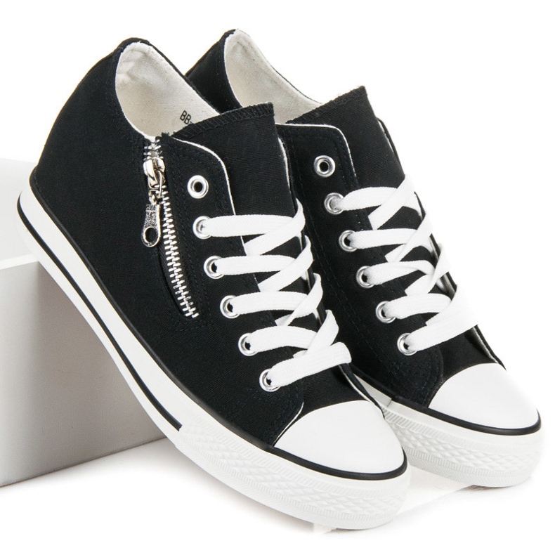 Kayla Sneakers con zeppa allacciate nero 1