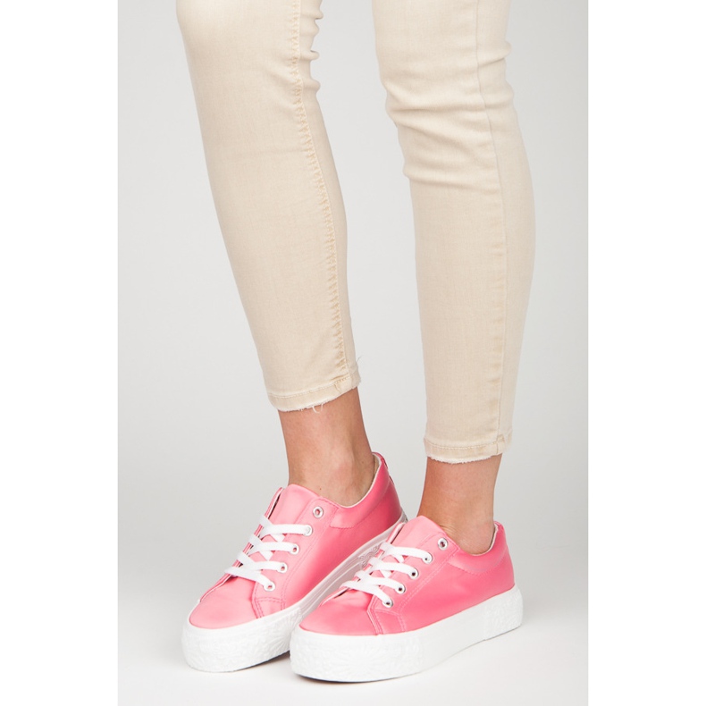 Kylie Sneakers in raso sulla piattaforma rosa 1
