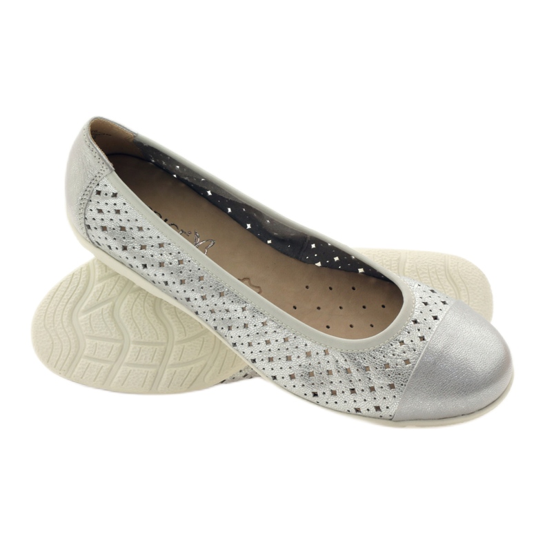 Ballerine da donna Caprice 22151 in pelle grigio 3