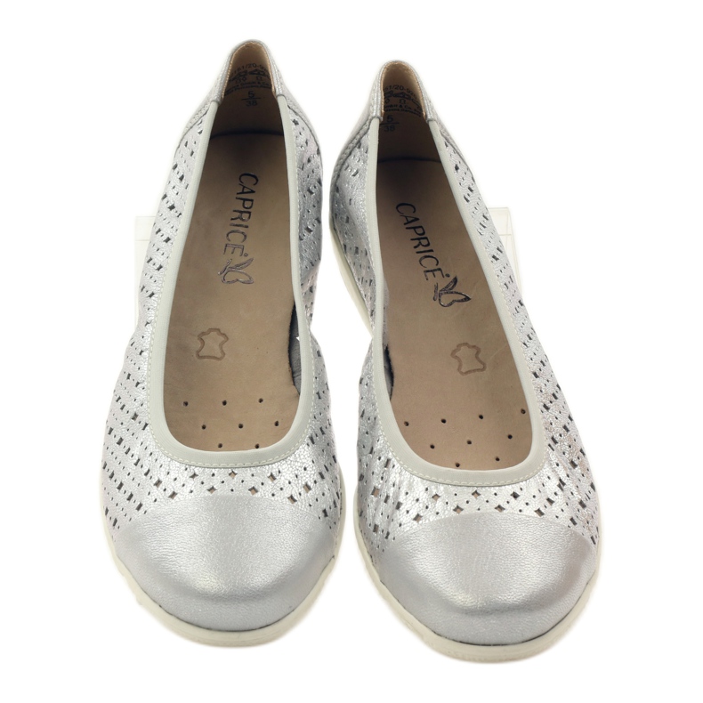 Ballerine da donna Caprice 22151 in pelle grigio 4