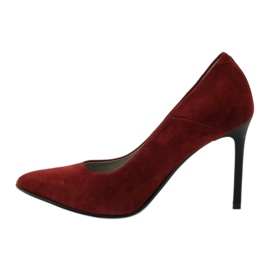 Edeo Pompe in pelle femminile su Szpilka 3162 Borgogna rosso 2