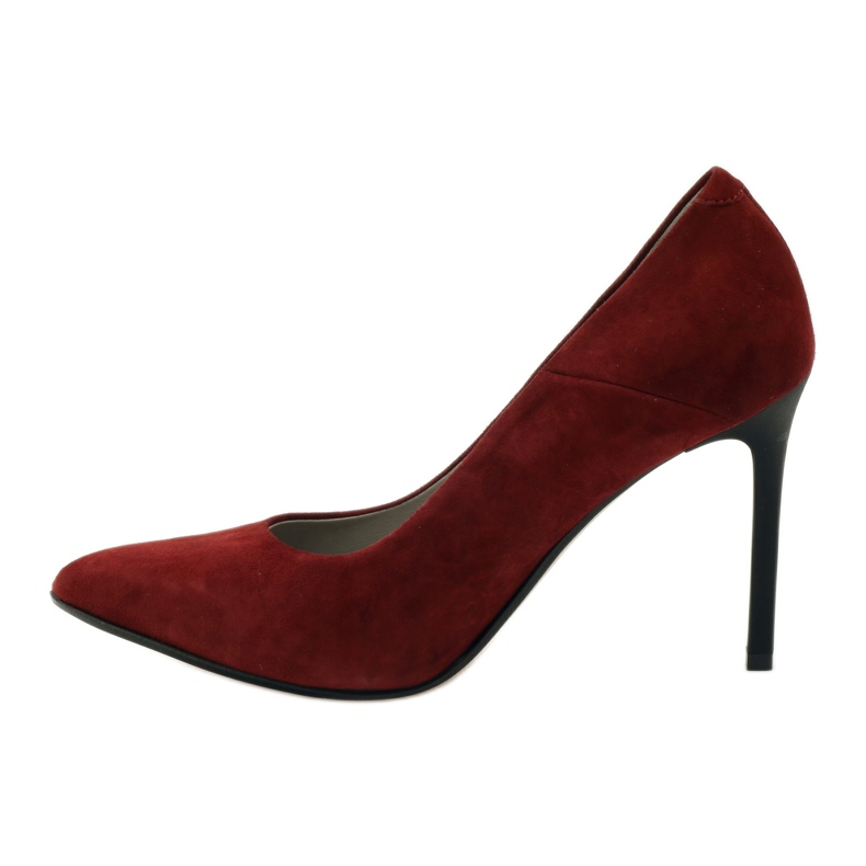 Edeo Pompe in pelle femminile su Szpilka 3162 Borgogna rosso 2
