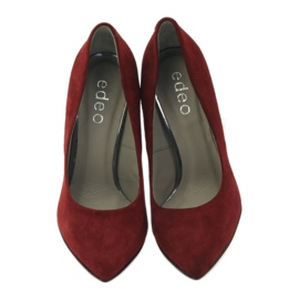 Edeo Pompe in pelle femminile su Szpilka 3162 Borgogna rosso 4