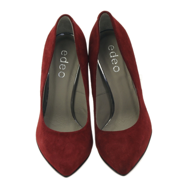 Edeo Pompe in pelle femminile su Szpilka 3162 Borgogna rosso 4