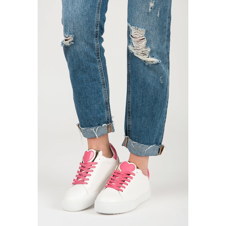 Vices Sneakers bianche a cuore dolce bianca rosa 2