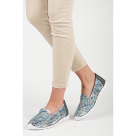 Vinceza Signori in pelle traforati grigio blu 2