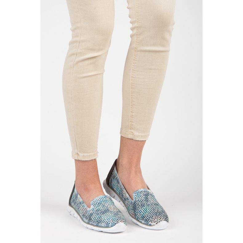 Vinceza Signori in pelle traforati grigio blu 1