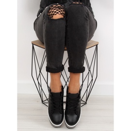 Sneakers nere nere con suola alta nero 2