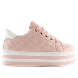 Sneakers rosa rosa su suola alta 1