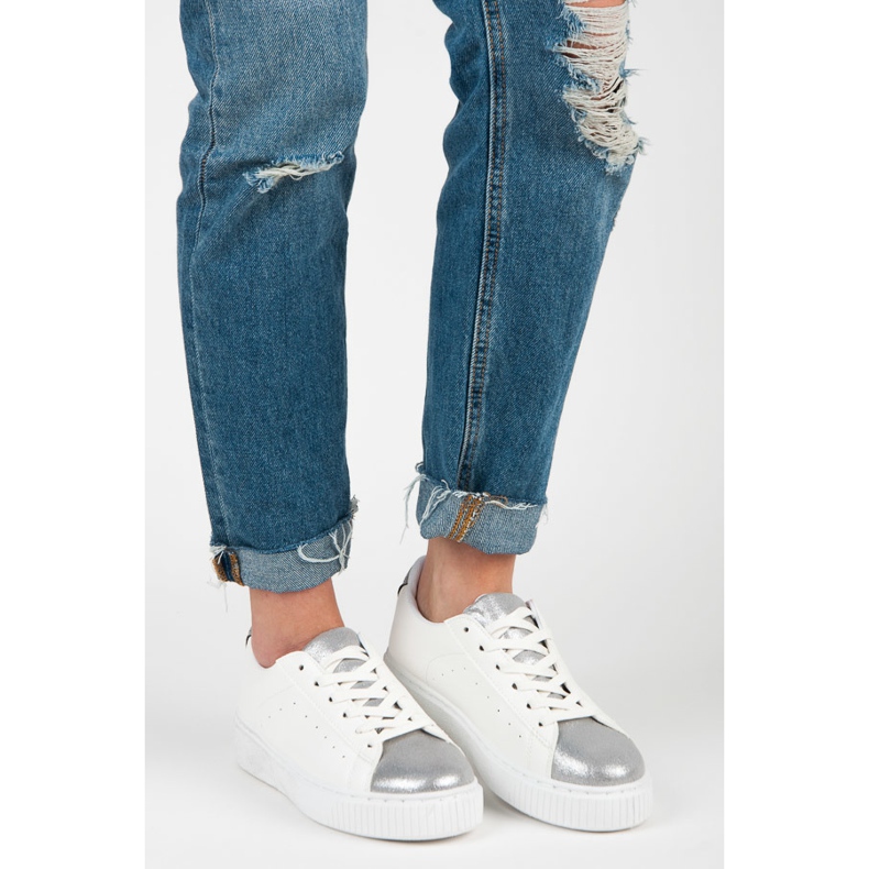 Sneakers allacciate con stampa serpente bianco 1