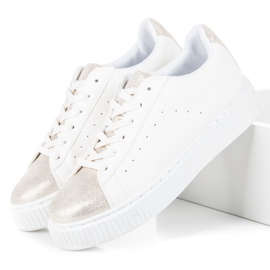 Sneakers allacciate con stampa serpente bianco 2