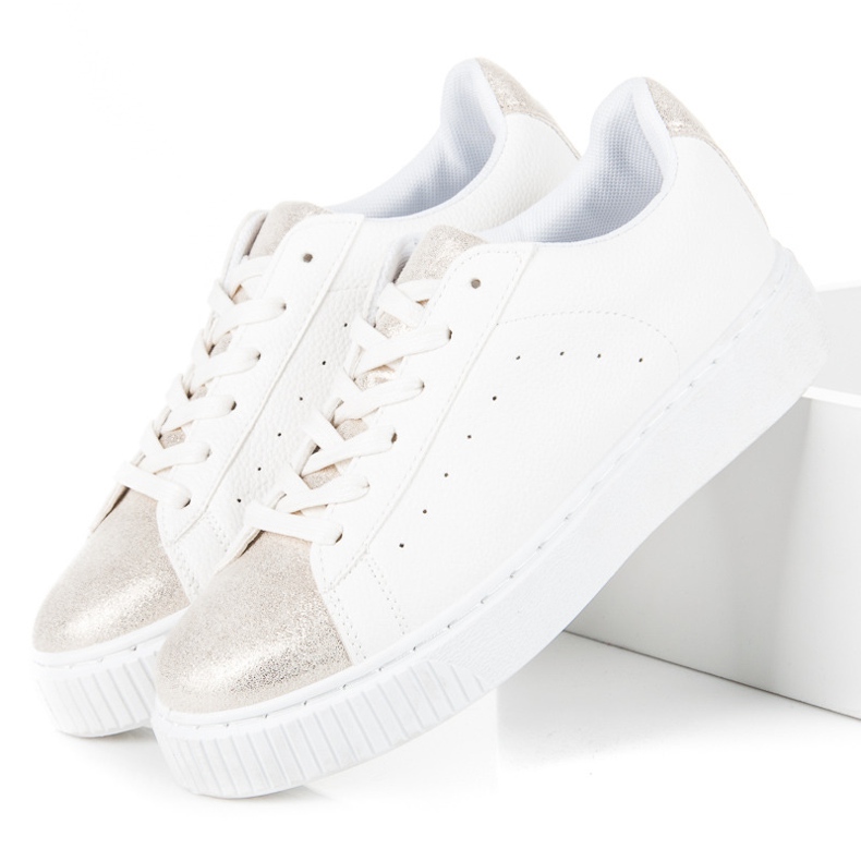 Sneakers allacciate con stampa serpente bianca 2