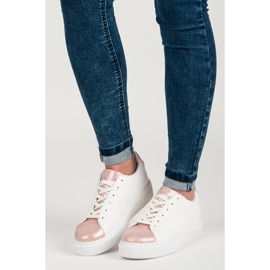 Sneakers allacciate con stampa serpente bianca 2