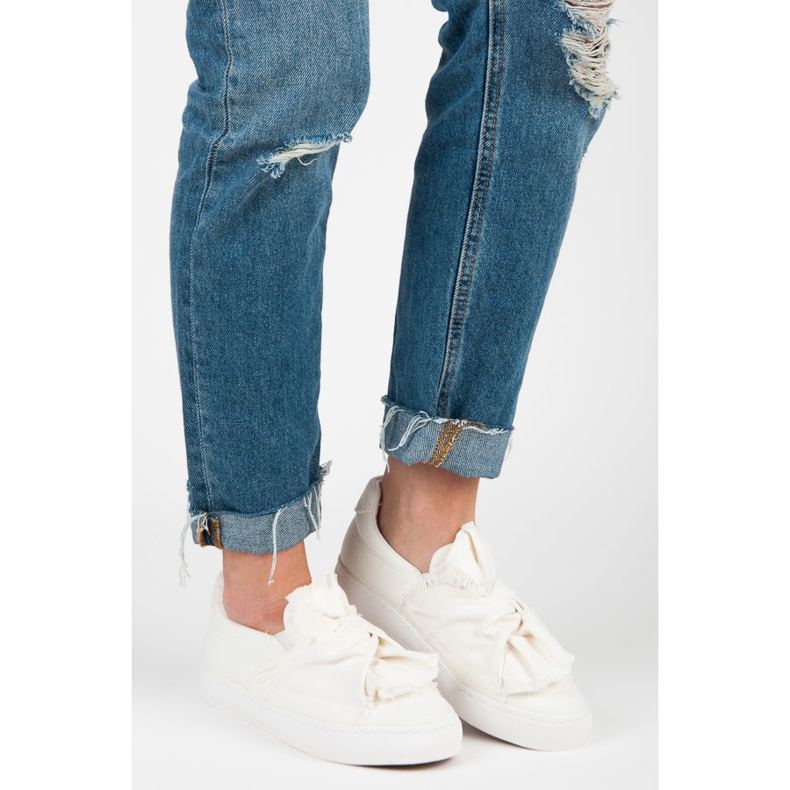 Sneakers slip-on con fiocco bianco 2