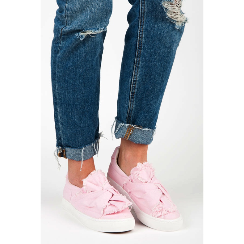 Sneakers slip-on con fiocco rosa 2