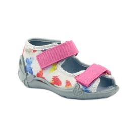 Befado scarpe per bambini pantofole sandali 242p075 rosa grigio 1