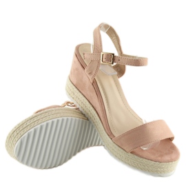 Sandali con zeppa, espadrillas rosa 1