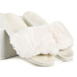 Bona Ciabatte da donna con pelliccia marrone 1