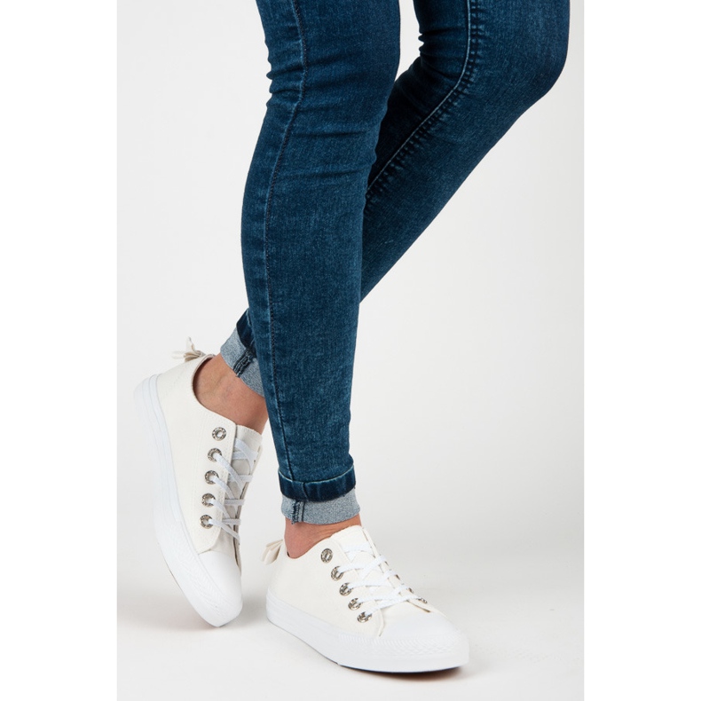 Sneakers bianche con fiocco bianca 2