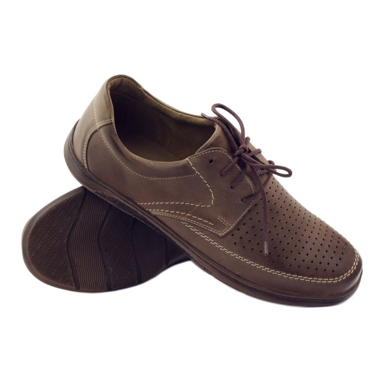 Scarpe da uomo Riko, scarpe traforate 848 marrone 3