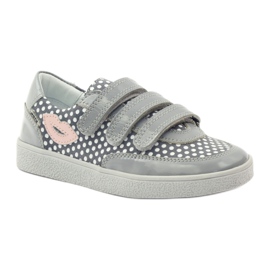 Bartek Scarpe con velcro grigie con pois 35651 rosa grigio bianca 1