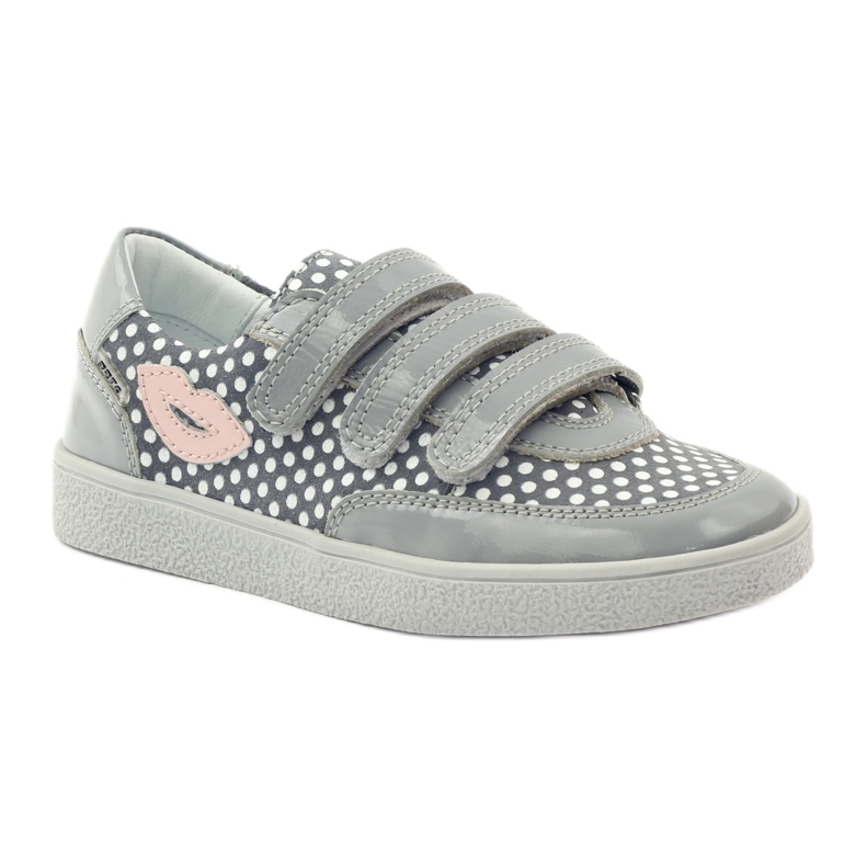 Bartek Scarpe con velcro grigie con pois 35651 rosa grigio bianco 1