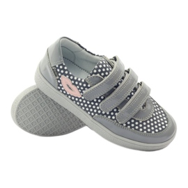 Bartek Scarpe con velcro grigie con pois 35651 rosa grigio bianca 3
