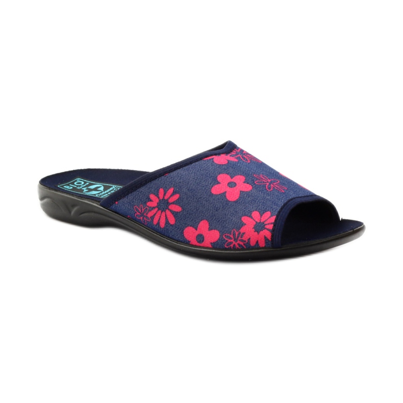 Ciabatte da donna con fiori Adanex blu navy rosa 1