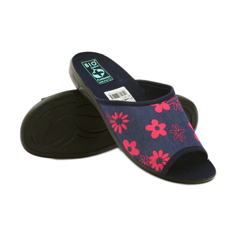 Ciabatte da donna con fiori Adanex blu navy rosa 3