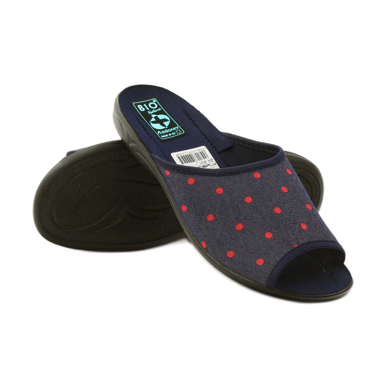 Ciabatte da donna con pois Adanex blu navy rosso 3