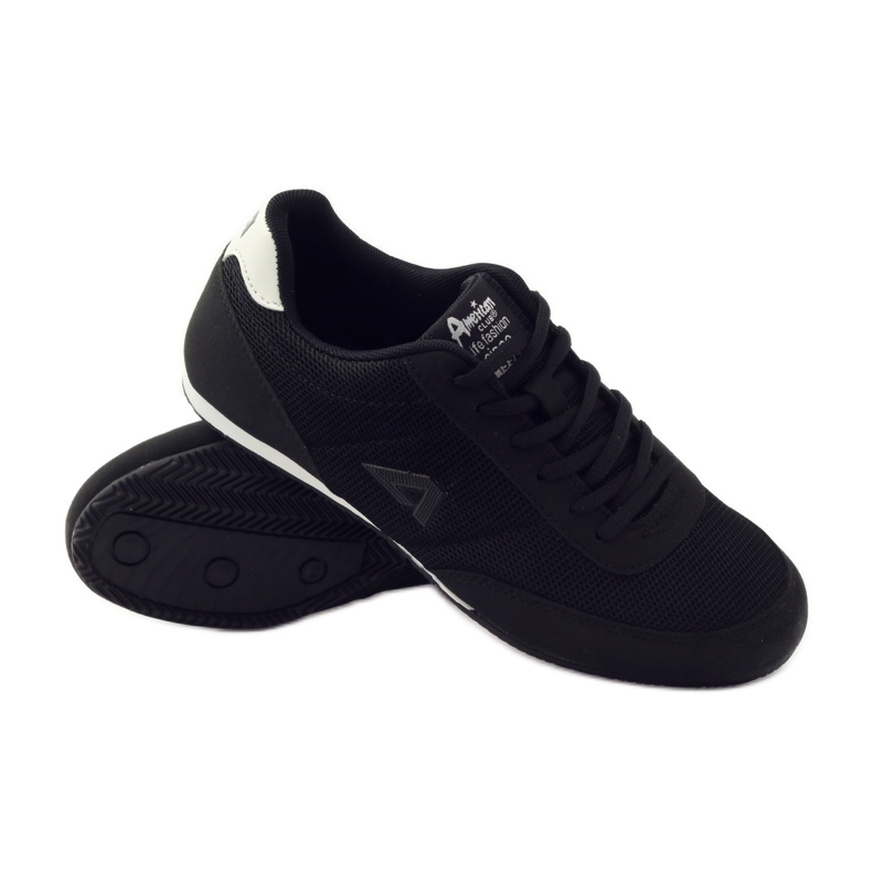 American Club Scarpe da jogging nere americane 7066 bianca nero 3
