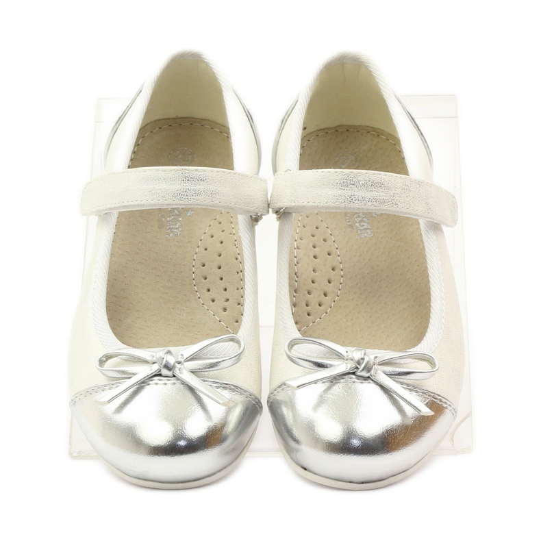 American Club Ballerine in velcro décolleté americane 14297 grigio bianco 4