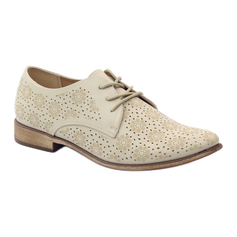 Sergio Leone Scarpe da donna con fiori alla moda beige 1