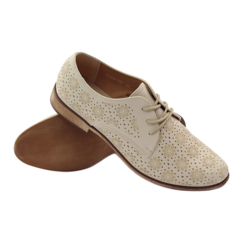 Sergio Leone Scarpe da donna con fiori alla moda beige 3