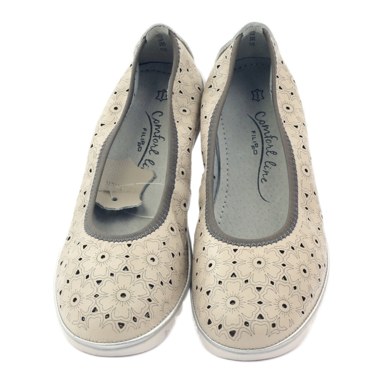 Décolleté in pelle con motivi Filippo 047 beige 4