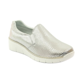 Scarpe sportive Slipony in pelle Filippo 204 bianca grigio 1