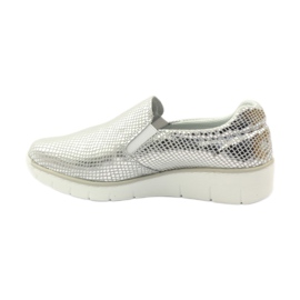 Scarpe sportive Slipony in pelle Filippo 204 bianca grigio 2