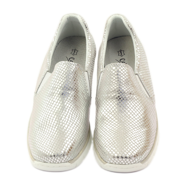 Scarpe sportive Slipony in pelle Filippo 204 bianca grigio 4