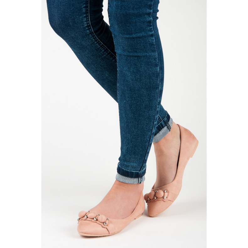 Seastar Ballerine in camoscio con scollo a V rosa 2
