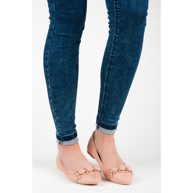 Seastar Ballerine in camoscio con scollo a V rosa 1