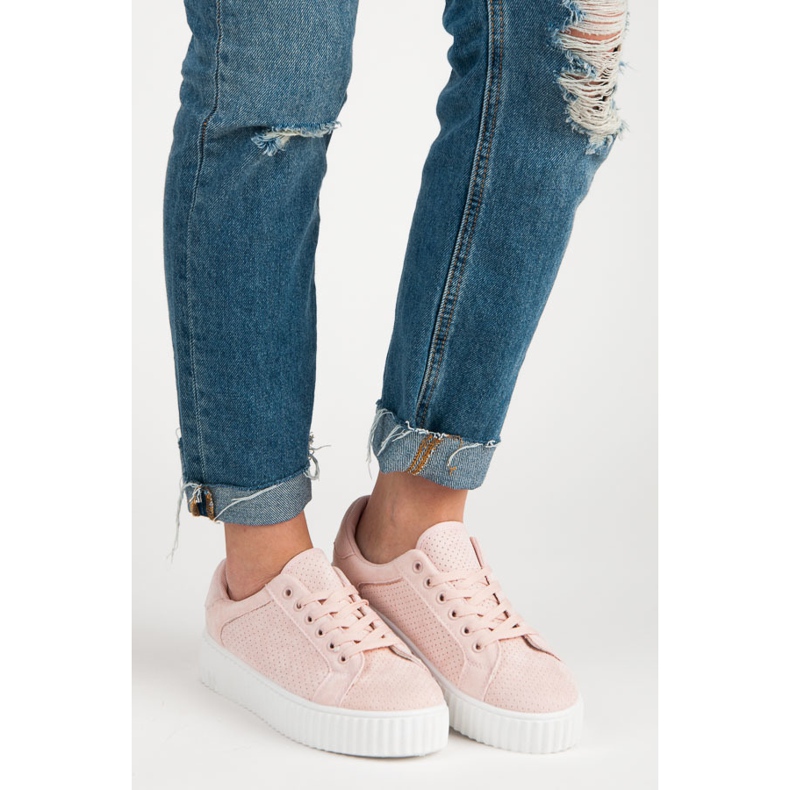 Seastar Sneakers in pelle scamosciata sulla piattaforma rosa 1