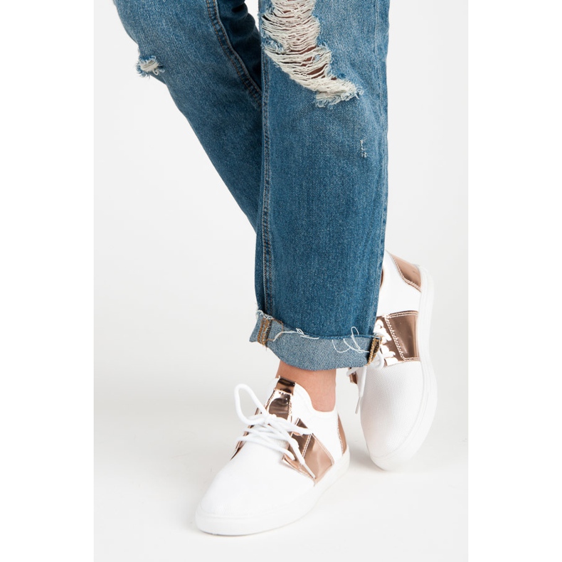 Sneakers sportive da donna bianco rosa 2