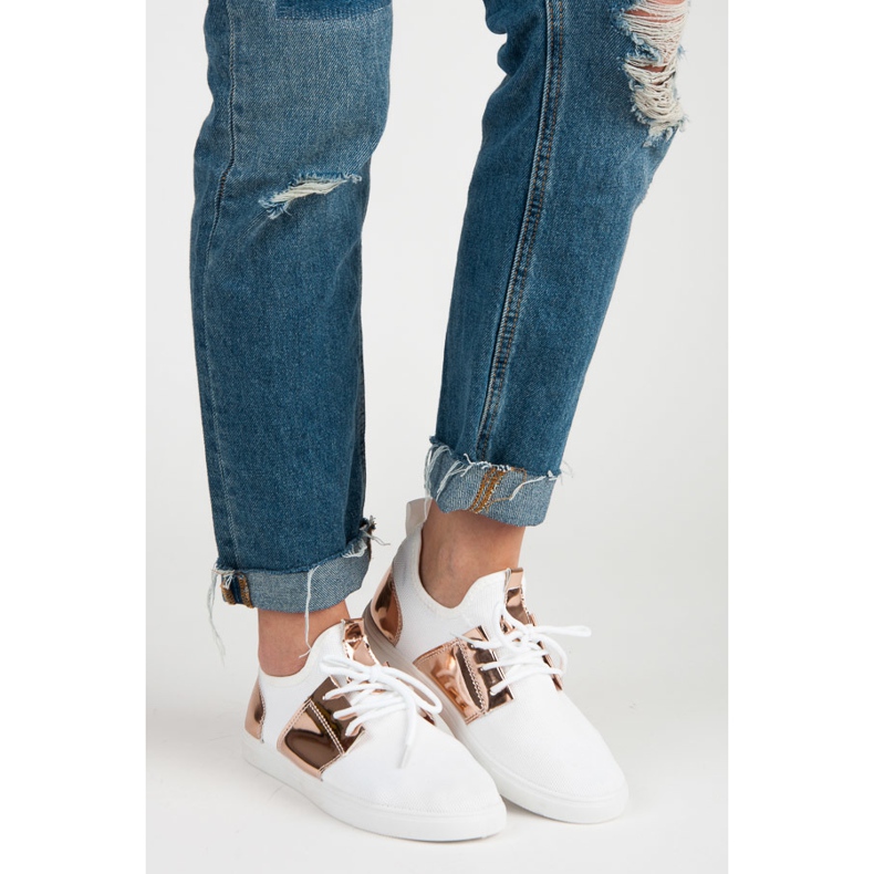 Sneakers sportive da donna bianco rosa 1