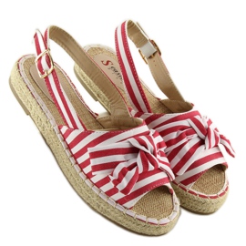 Sandali espadrillas a righe rosse rosso 1